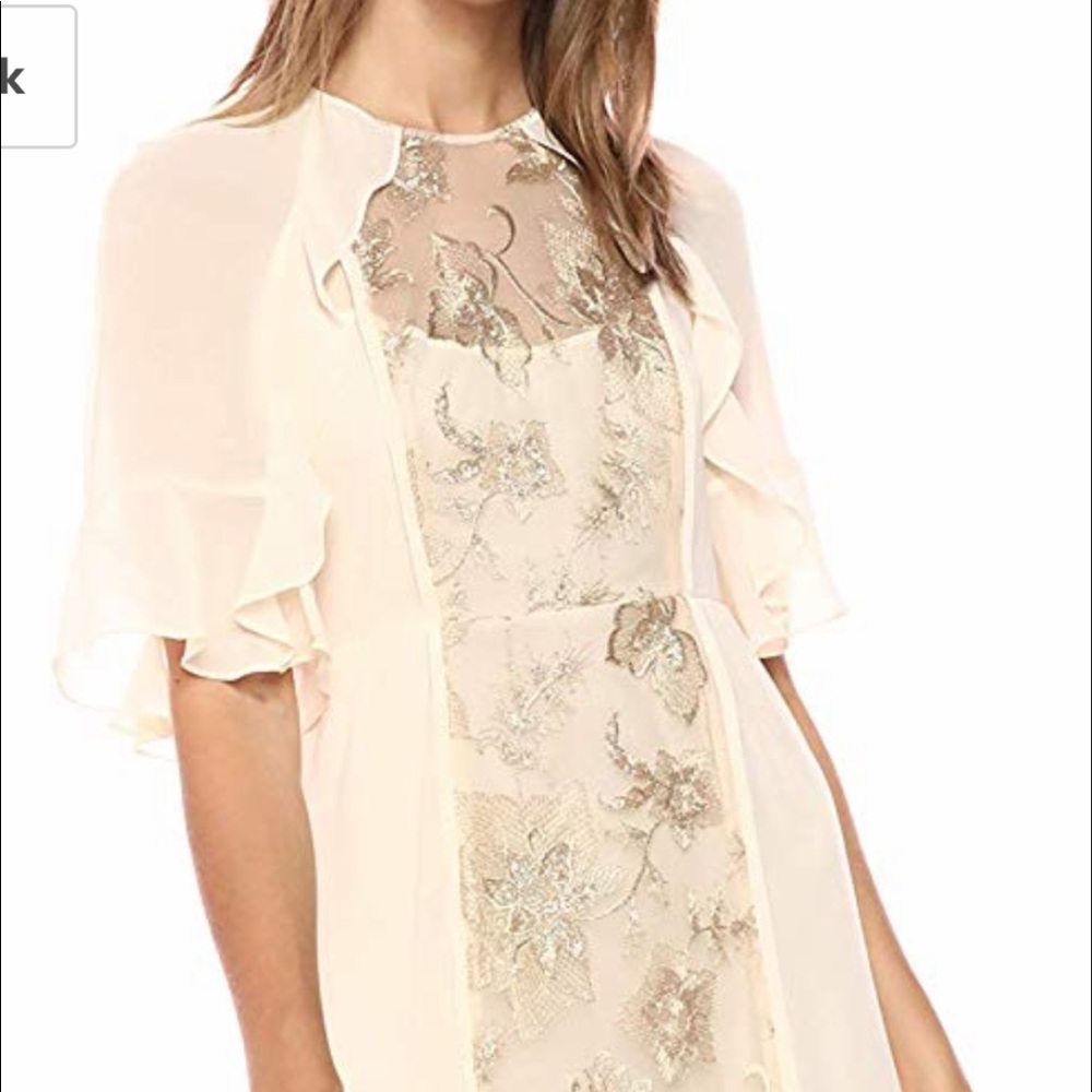 BCBGMaxAzria Cream and Gold Midi Dress